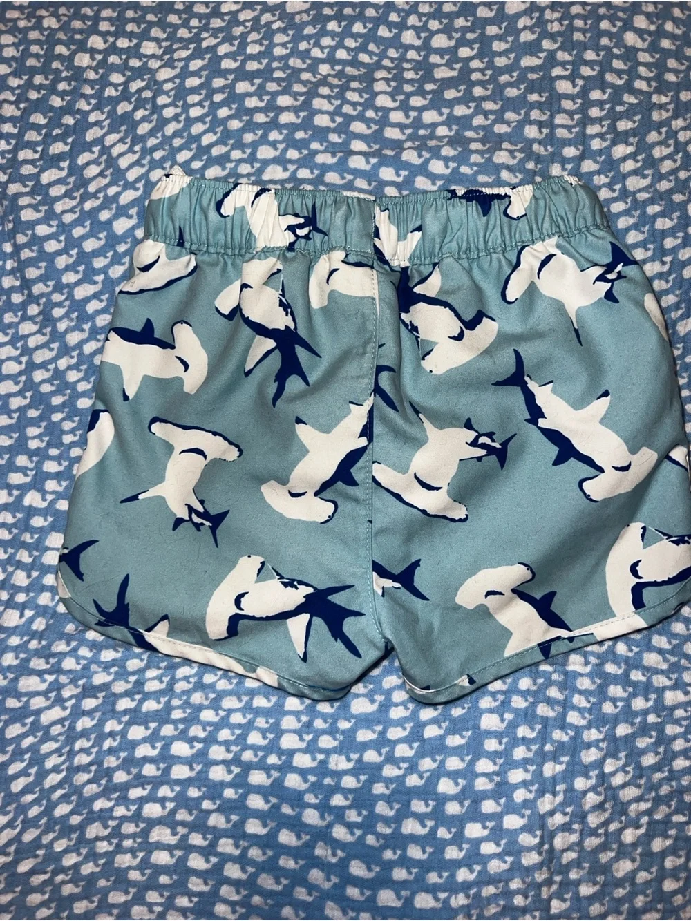 Hanna Andersson Light Blue Shark Swim Shorts